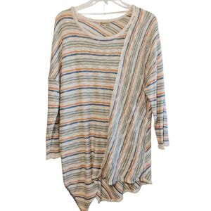 Democracy‎ Sweater Womens L Striped Fall Preppy Momcore Cozy Open Knit Pullover